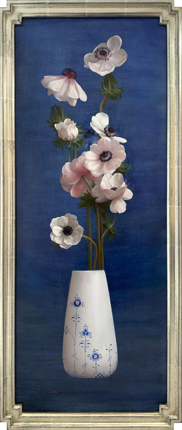 “Anemones,” by Katie G. Whipple. Oil on panel; 12 inches by 30 inches. (Courtesy of Collins Galleries)