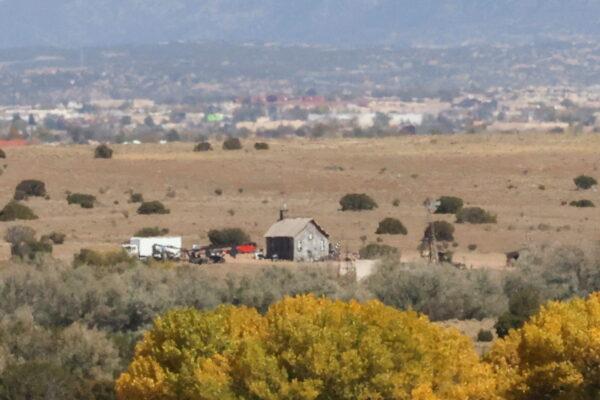 The film set of "Rust," where Hollywood actor Alec Baldwin fatally shot a cinematographer and wounded a director when he discharged a prop gun, is seen from a distance, in Santa Fe, N.M., on Oct. 23, 2021. (Kevin Mohatt/Reuters)