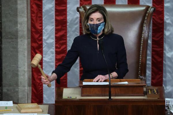 Speaker of the House Nancy Pelosi of the U.S. Capitol in Washington on Jan. 13, 2021. (Chip Somodevilla/Getty Images)