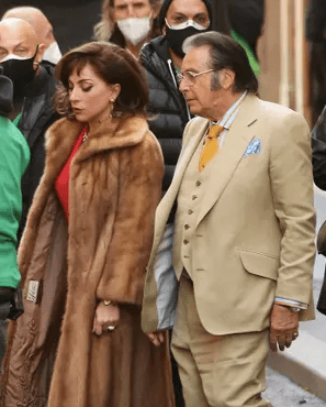 Lady Gaga and Al Pacino on the set of Ridley Scott’s film "House of Gucci" (Ernesto Ruscio/GC Images)
