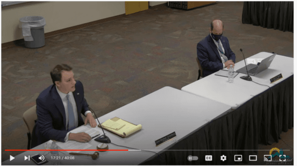 Screenshot of Jann-Michael Greenburg making a statement at the Special Nov. 15 SUSD School Board meeting where he was ousted from his position as Board President in a vote of 4-1. (SUSD Recording of live stream board meeting)