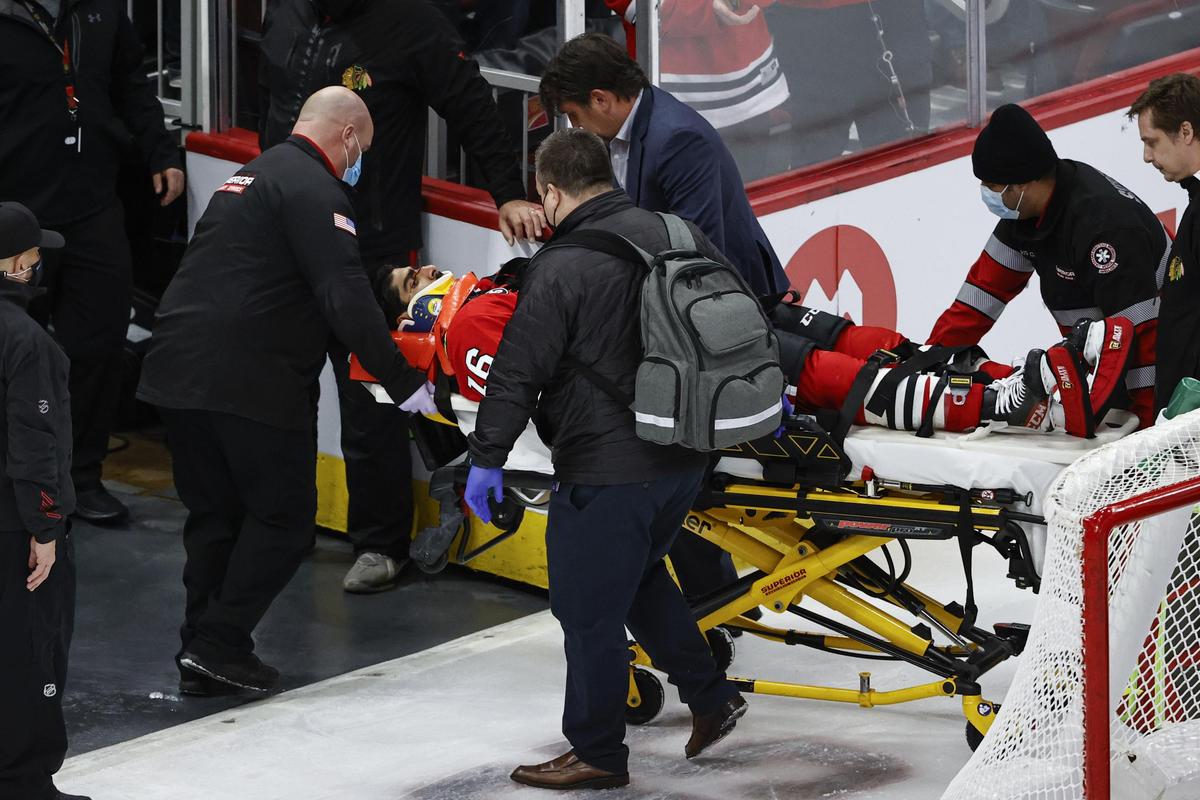 Khaira Stretchered Off as Blackhawks Lose to Red-Hot Rangers