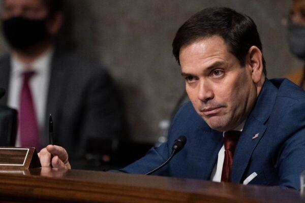 Sen. Marco Rubio (R-Fla.) speaks during a Senate Foreign Relations Committee hearing to examine U.S.-Russia policy at the U.S. Capitol on Dec. 7, 2021 in Washington. (Alex Brandon-Pool/Getty Images)
