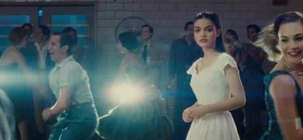 Maria (Rachel Zegler, in white) at the dance, in "West Side Story." (Twentieth Century Studios)