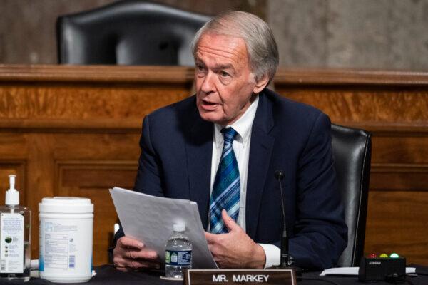 Sen. Ed Markey (D-Mass.) speaks during a Senate Foreign Relations Committee hearing at the U.S. Capitol in Washington, on Dec. 7, 2021. (Alex Brandon-Pool/Getty Images)