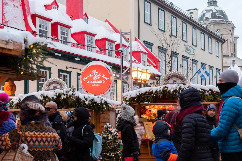 This year’s market has more than 90 wooden stalls with mulled wine, bratwurst sausages, and artisans and crafters selling their wares. (Dennis Lennox)
