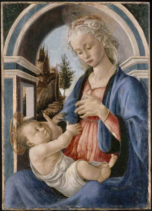 “Virgin and Child," also known as the "Campana Madonna,” circa 1467–1470, by Botticelli. Tempera on poplar wood; 28 3/8 inches by 20 1/8 inches. The Museum of the Petit Palais in Avignon, France, on permanent loan from the Louvre Museum, 1976. (René-Gabriel Ojéda/RMN-Grand Palais)