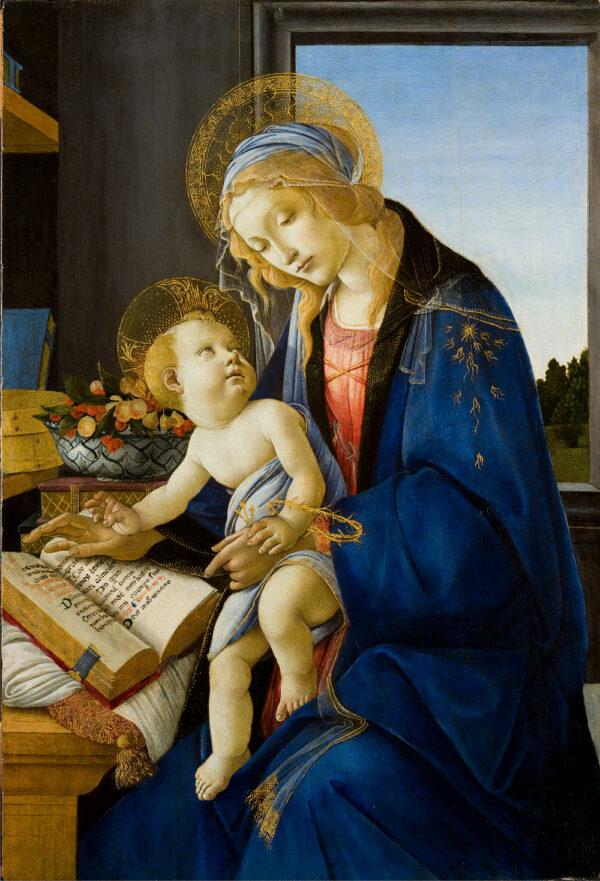“Madonna With Child," also known as the "Madonna of the Book,” circa 1482–1483, by Botticelli. Tempera on wood; 22 7/8 inches by 15 5/8 inches. Poldi Pezzoli Museum, Milan. (Fotoarte/Poldi Pezzoli Museum)