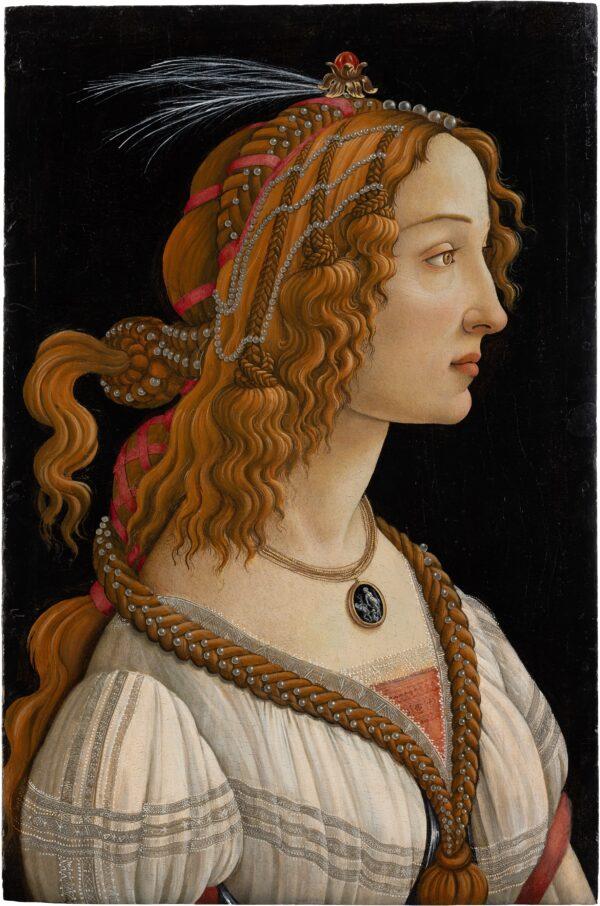 “Allegorical figure," also known as "La Bella Simonetta,” circa 1485, by Botticelli. Tempera and oil on poplar wood; 32 1/4 inches by 21 1/4 inches. Städel Museum, Frankfurt am Main, Germany. (Städel Museum, Frankfurt am Main/CC BY-SA 4.0)