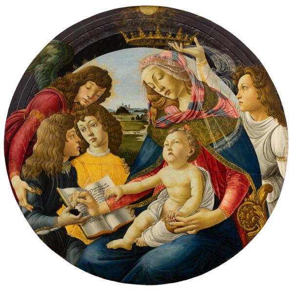 ” The Madonna of the Magnificat,” 1490s, by Master of Gothic Buildings, believed to be Jacopo Foschi, active in Florence, Italy, circa 1485–circa 1520) after Botticelli. Tempera on wood; 45 1/8 inches in diameter. Fabre Museum of Montpellier Mediterranean Metropolis, on permanent loan from the Louvre Museum, 1979. (Frédéric Jaulmes/Fabre Museum of Montpellier Mediterranean Metropolis)