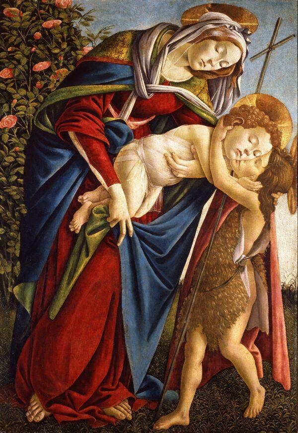 “Madonna and Child With the Infant St. John,” circa 1505, by Botticelli. Tempera and oil on canvas; 52 3/4 inches by 36 1/4 inches. Palatine Gallery, Pitti Palace, Uffizi Galleries; Florence, Italy. (Photographic office of the Uffizi Galleries)