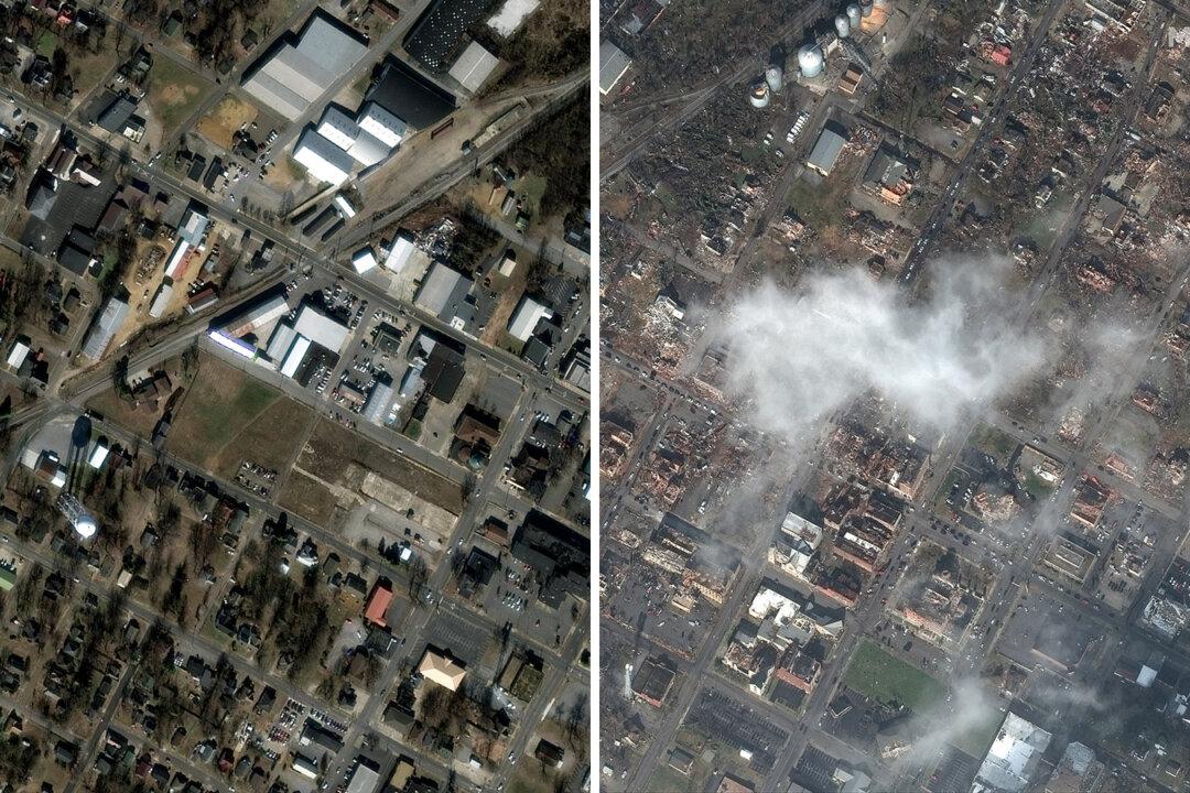 Satellite Shows Before and After Images of Tornado Strike