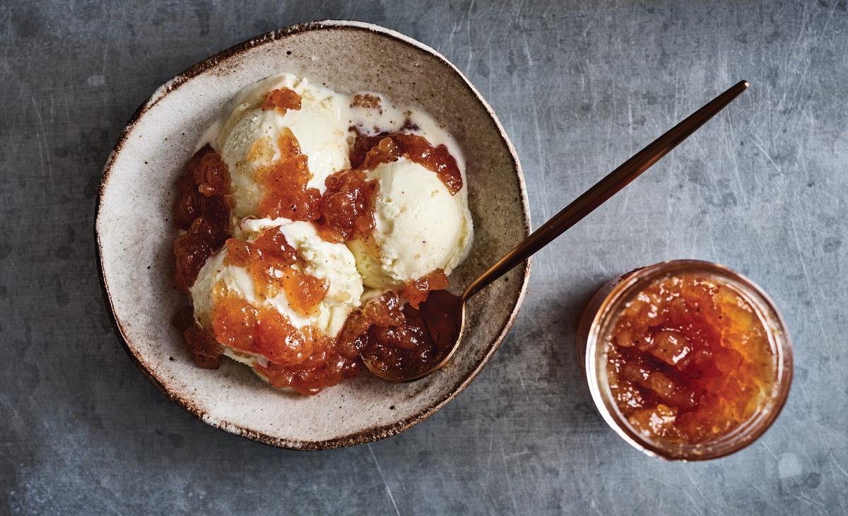 Instruct your giftees to try this warmly spiced pear and masala chai jam on vanilla ice cream for mindblowing results. (Amisha Dodhia Gurbani)