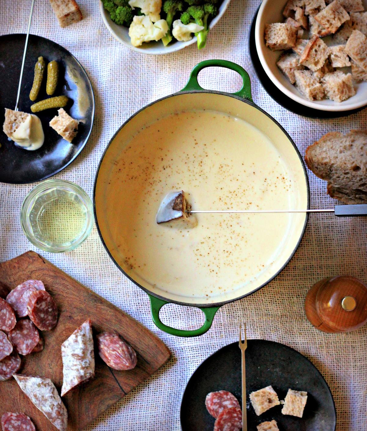 This fondue recipe, now a family tradition, takes inspiration from the traditional Swiss method—with just a few tweaks. (Lynda Balslev for Tastefood)