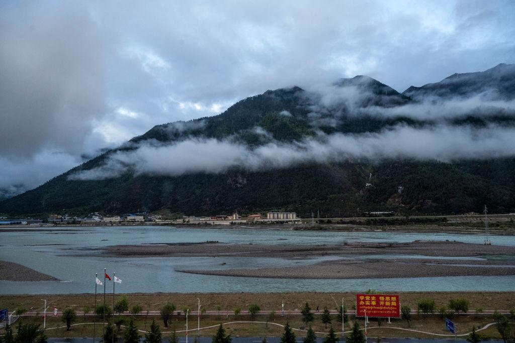 The Yarlung Zangbo River during a government-organized visit for journalists in Linzhi, Tibet region, China, on June 4, 2021. (Kevin Frayer/Getty Images)