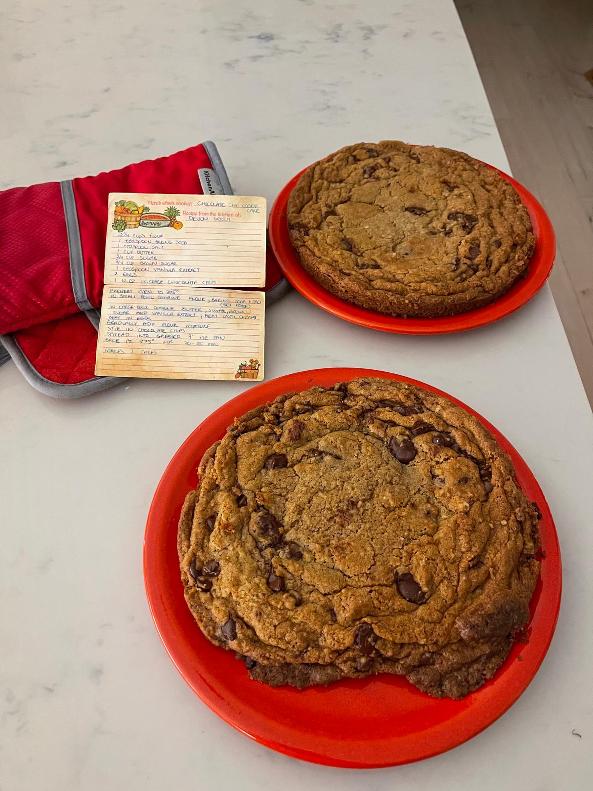 This recipe makes two cookie cakes—one to keep and one to give away. (Courtesy of Maria C. Garriga)