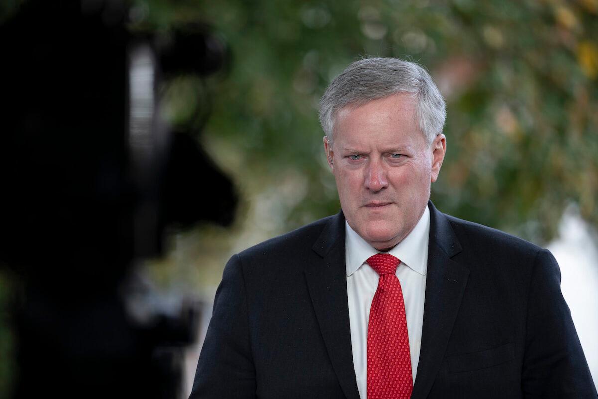 White House Chief of Staff Mark Meadows at the White House in Washington, on Oct. 21, 2020. (Tasos Katopodis/Getty Images)