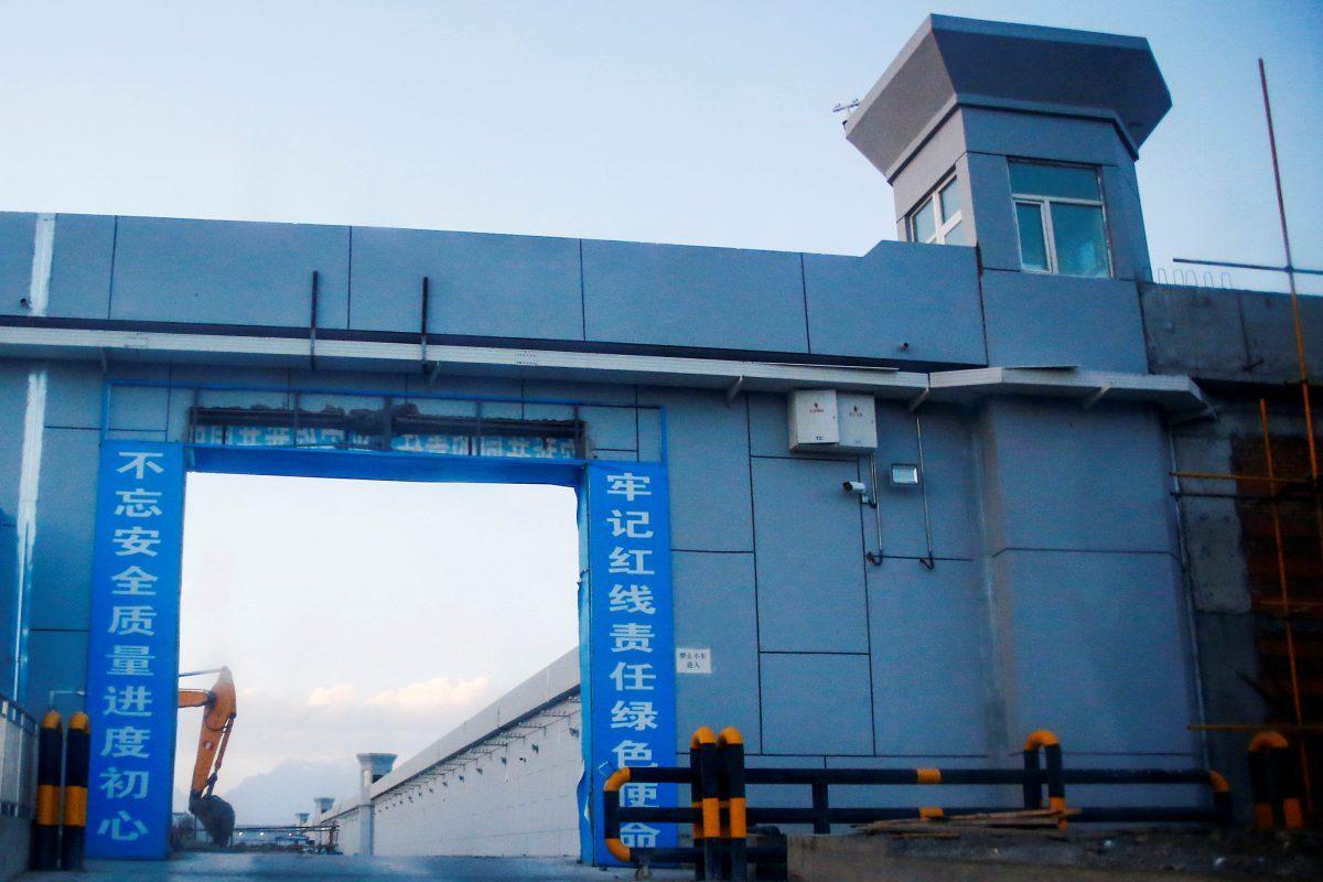 A gate of what is officially known as a vocational skills education center under construction in Dabancheng, in Xinjiang Uighur Autonomous Region, China, on Sept. 4, 2018. (Reuters/Thomas Peter/File Photo)