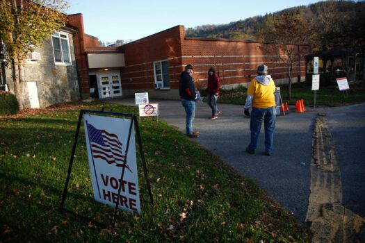 A voter makes his way into a polling place to cast his ballot at the Valle Crucis School on Nov. 3, 2020, in Sugar Grove, N.C. (Brian Blanco/Getty Images)