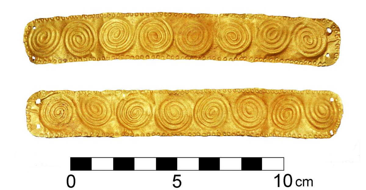 This gold tiara was found on the skeleton of a 5-year-old believed to be the child of a powerful and wealthy family. (Courtesy of <a href="https://www.gu.se/en">University of Gothenburg</a>)