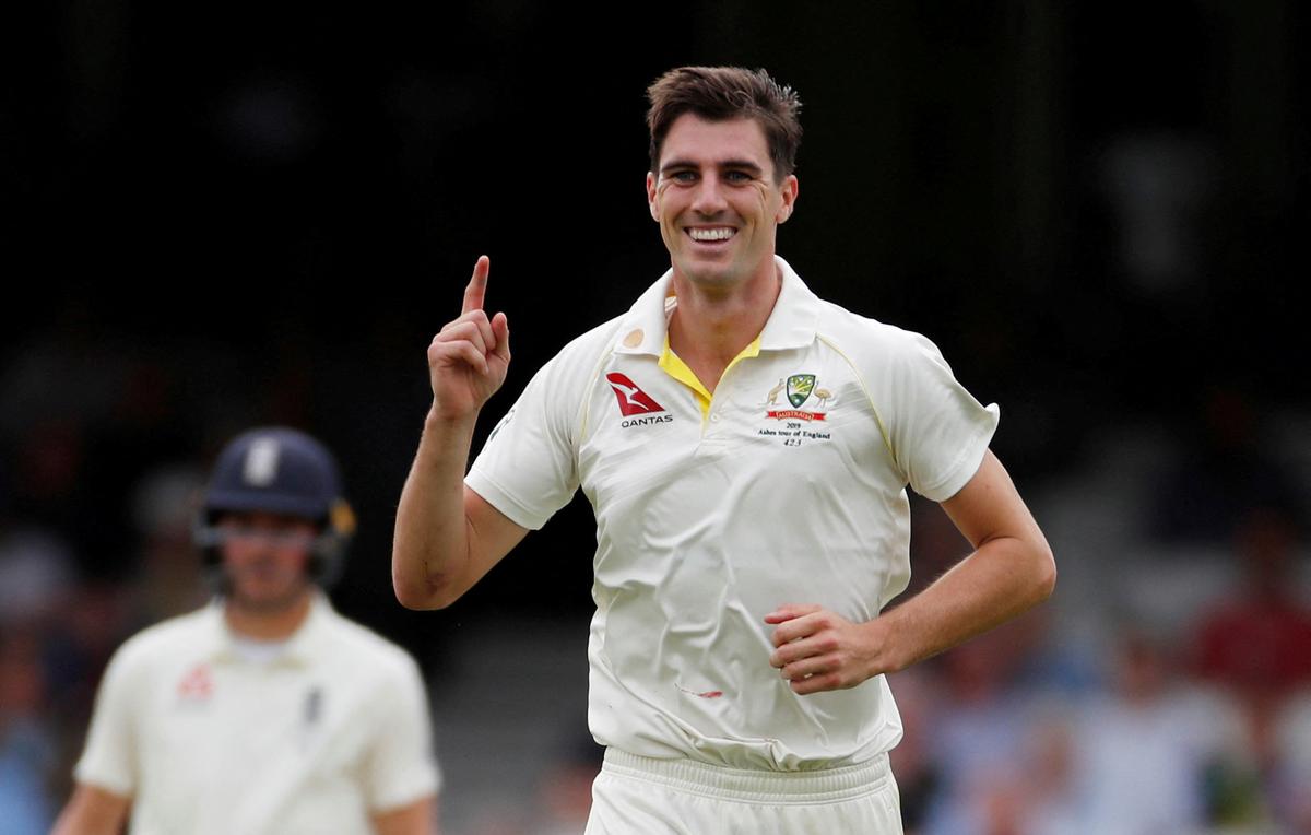 Australia's Pat Cummins celebrates the wicket of England's Joe Denly in London, Britain, on Sept. 12, 2019. (Paul Childs/ Action Images via Reuters)