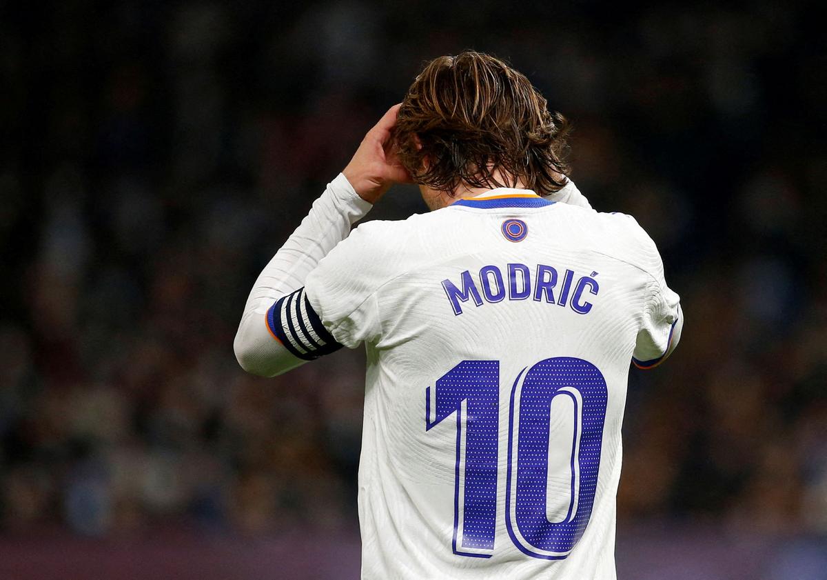 Real Madrid's Luka Modric in Madrid, Spain, on Dec. 12, 2021. (Javier Barbancho/Reuters)