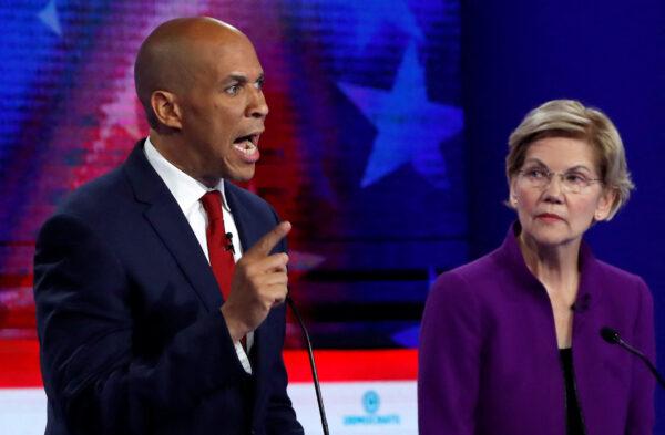 Sens. Cory Booker and Elizabeth Warren, as seen in a file photo, recently asked the CPSC about natural gas stove impacts. (Mike Segar/Reuters)