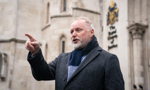 Former police officer Harry Miller speaks to the media outside the Royal Courts of Justice in London on Dec. 20, 2021. (Dominic Lipinski<br/>/PA)