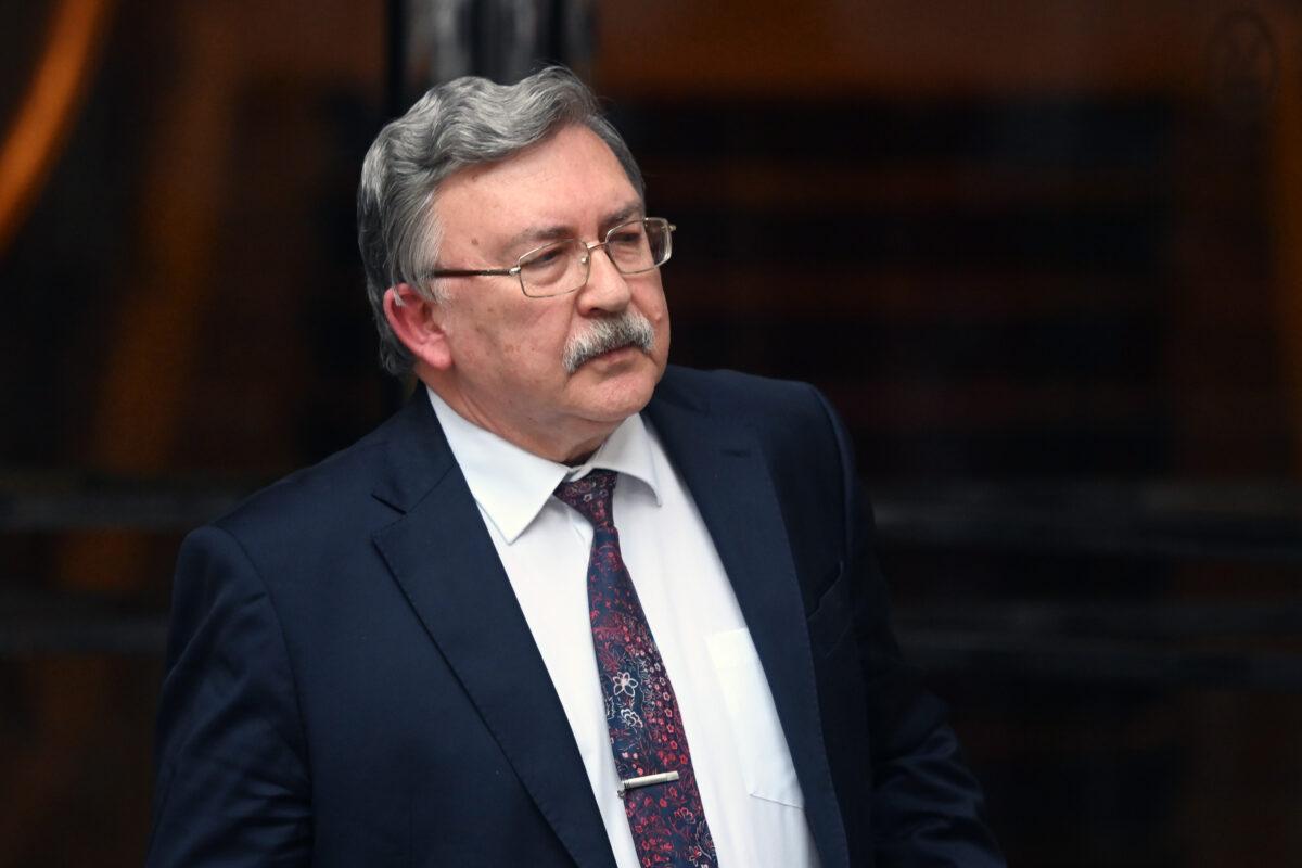 Russia’s Governor to the International Atomic Energy Agency (IAEA), Mikhail Ulyanov, leaves the Grand Hotel on the day the JCPOA Iran nuclear talks are to resume in Vienna, Austria, on May 25, 2021. (Thomas Kronsteiner/Getty Images)