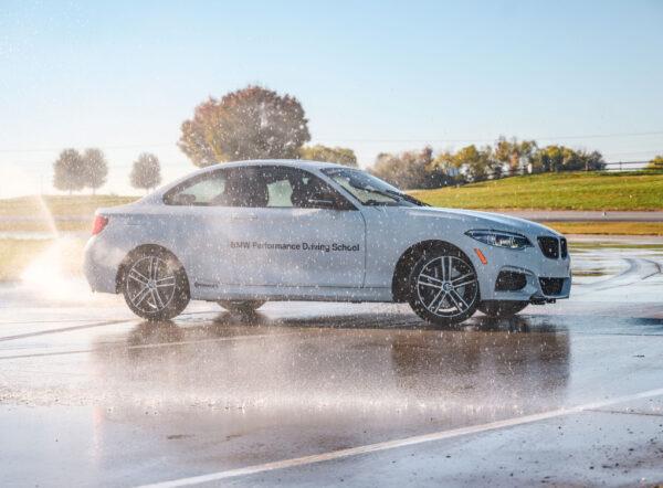 Skidpads are used to teach drivers how to react to a loss of control at high speeds, in both wet and dry conditions. (Courtesy of BMW Cars North America)