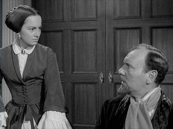 Catherine Sloper (Olivia de Havilland) is constantly compared to the late wife of her father, Dr. Austin Sloper (Ralph Richardson). (Paramount Pictures)