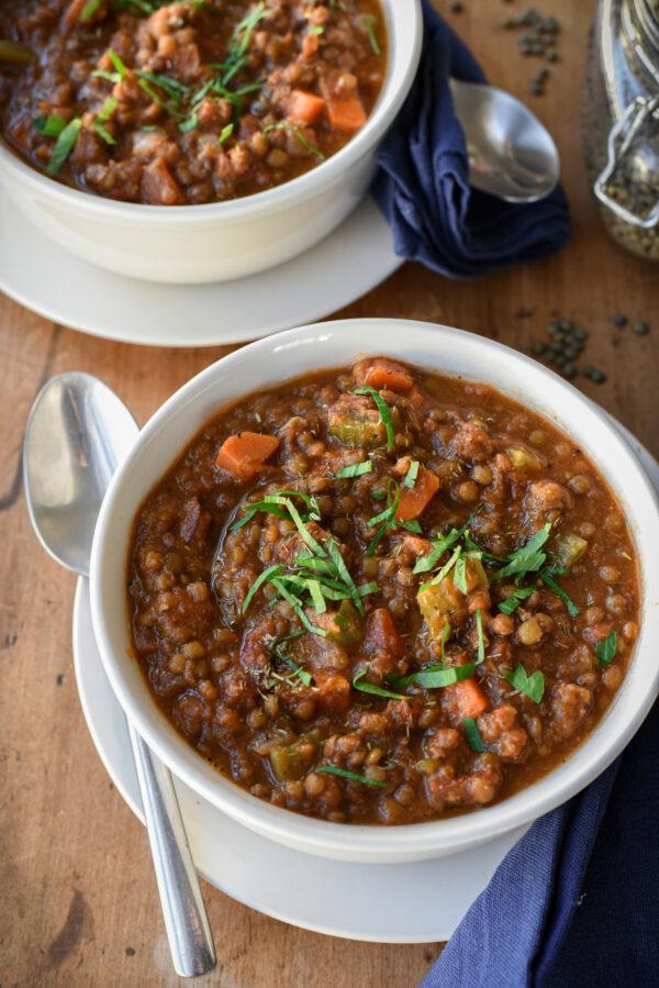 Puy lentils are the stars of this recipe, but they can be substituted with common green or brown lentils as a more affordable option. (Audrey Le Goff)