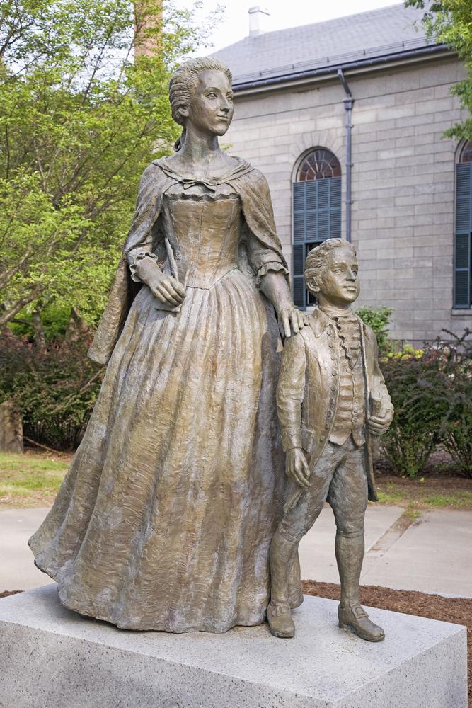 A statue of Abigail Adams and her son John Quincy Adams at Adams National Historical Park in Quincy, Mass. (Joseph Sohm/Shutterstock)