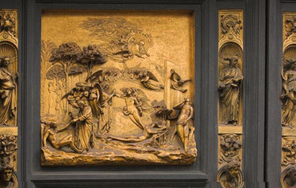 A panel depicting Adam and Eve on Ghiberti's Gates of Paradise. (Thermos/CC BY-SA 2.5)