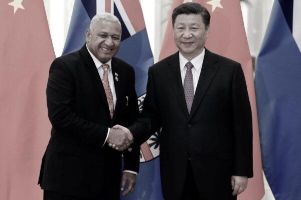 Fiji's former Prime Minister Josaia Voreqe Bainimarama shakes hands with Chinese President Xi Jinping as they meet at the Great Hall of the People in Beijing, China, on May 16, 2017. (Damir Sagolj-Pool/Getty Images)