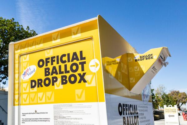 A ballot drop box at the Orange County Registrar of Voters in Santa Ana, Calif., on March 5, 2021. (John Fredricks/The Epoch Times)