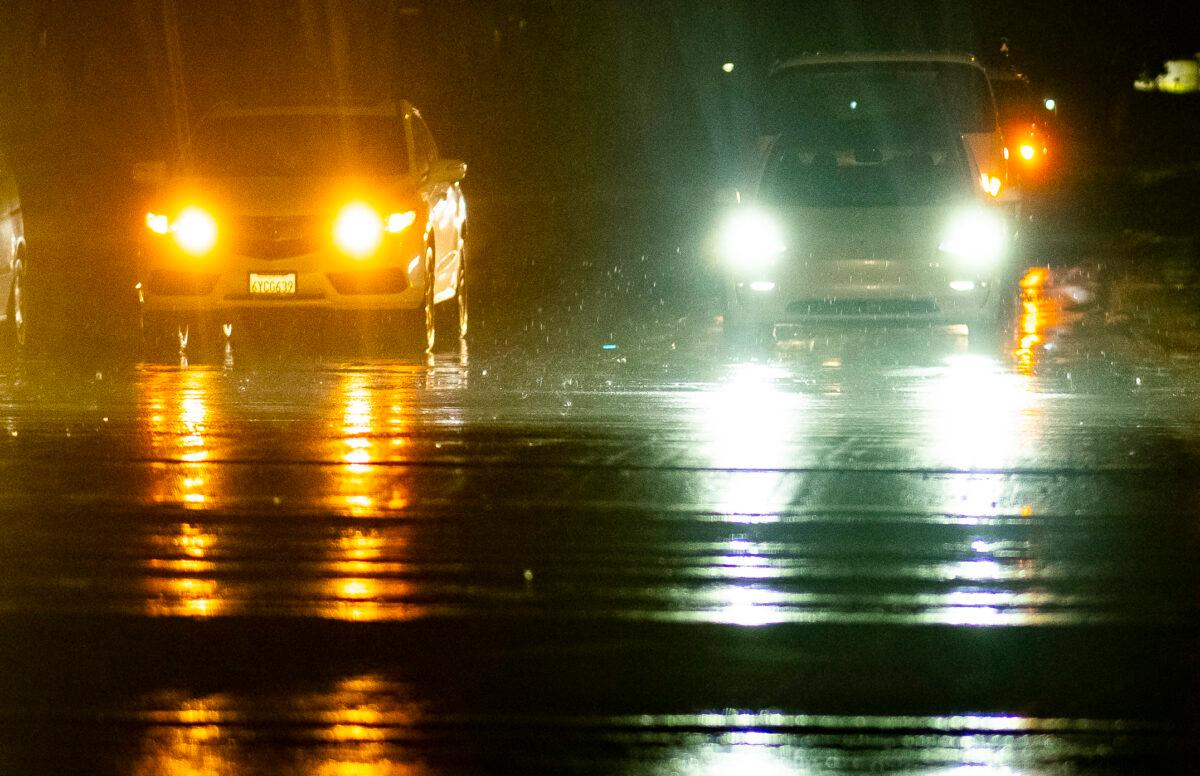 Rainfall in Irvine, Calif., on Dec. 29, 2021. (John Fredricks/The Epoch Times)