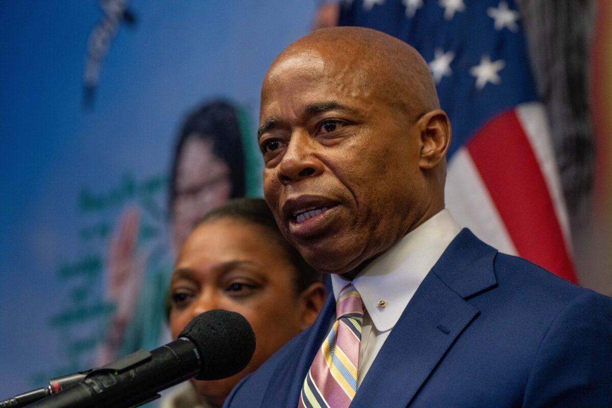 New York City Mayor-elect Eric Adams speaks during a press conference in New York City on Dec. 15, 2021. (David Dee Delgado/Getty Images)