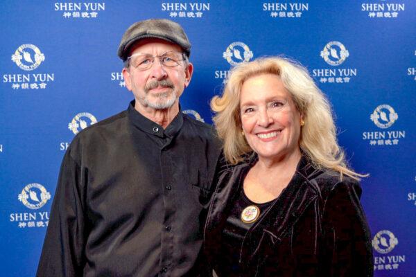 Michael and Bev Cleland at the Shen Yun Performing Arts performance at Zellerbach Hall, on Dec. 30, 2021. (NTD Television)