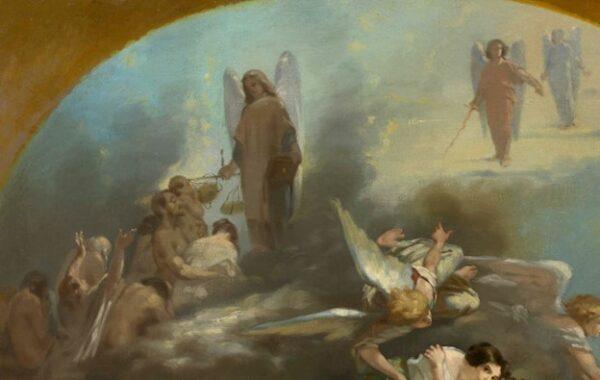 People ascending to heaven (detail) in “Heaven and Hell,” 1859, by Octave Tassaert. Oil on canvas, 39 ⅜ inches by 27 ⅜ inches. Cleveland Museum of Art. (Public Domain)