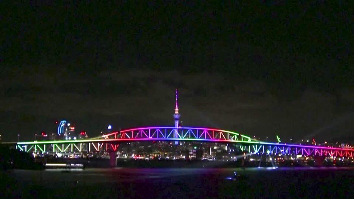 People in New Zealand were amongst the first in the world to celebrate the arrival of 2022 with a light show in Auckland. (Screenshot from video/Reuters)