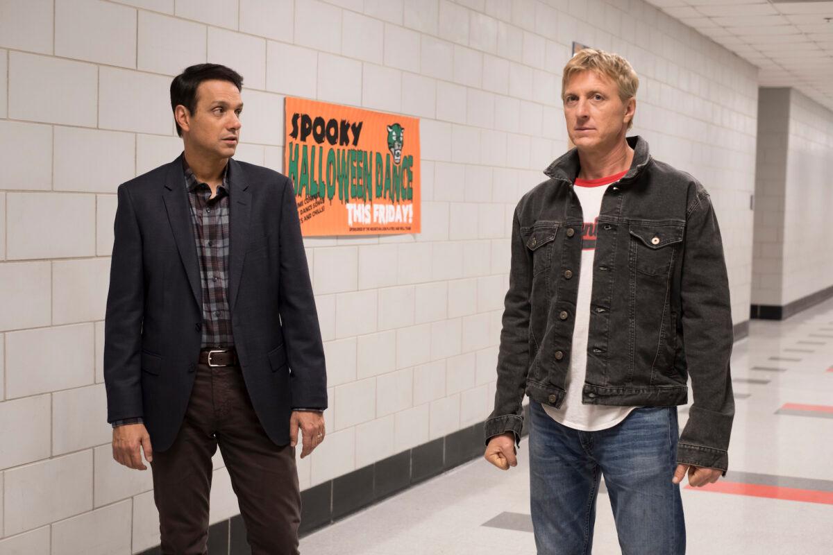 Daniel LaRusso (Ralph Macchio) faces his previous adversary, down-and-out Johnny Lawrence (William Zabka), who seeks redemption by reopening the infamous Cobra Kai karate dojo. (Courtesy of Sony Pictures Television)