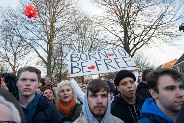 People attend an anti-lockdown demonstration in Amsterdam, Netherlands, on Jan. 2, 2022. (Sanne Derks/Getty Images)
