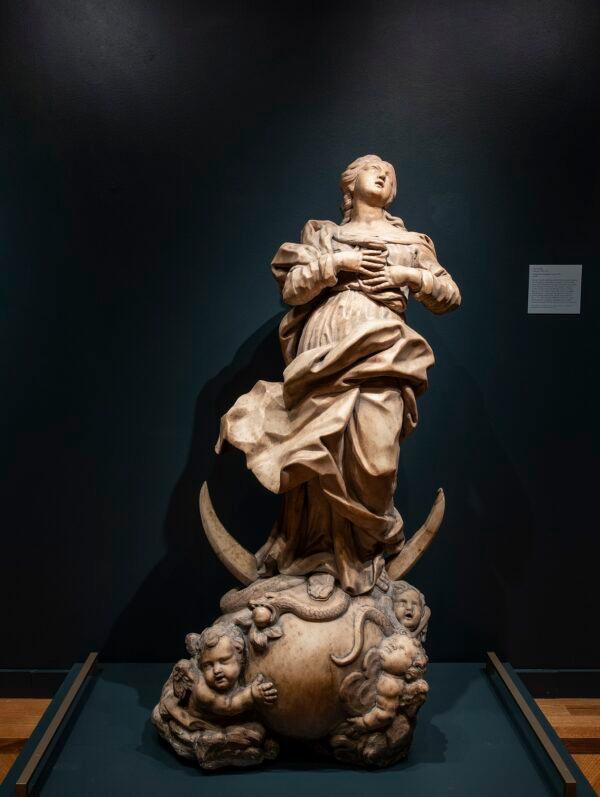 "Immaculate Conception," circa 1700, by Peter Strudel; marble. Gift of Robert C. Greenlease Family; Van Ackeren Collection of Religious Art, Greenlease Gallery, Rockhurst University. (Gabe Hopkins/Courtesy of the Nelson-Atkins Museum of Art)
