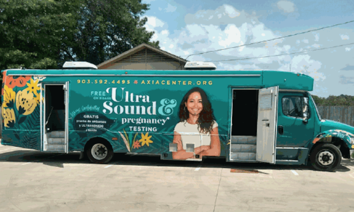 Axia's Mobile Pregnancy Resource Truck takes the non-profit's services to Texas cities. (Courtesy photo/Axia )