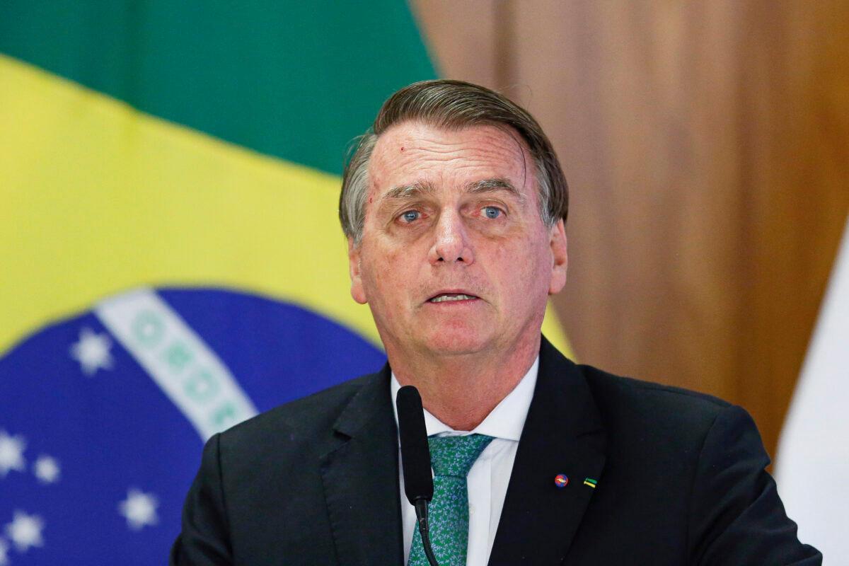 Brazil's President Jair Bolsonaro speaks, during a joint press conference with Paraguay's president at the Planalto Palace in Brasilia, Brazil, on Nov. 24, 2021. (Raul Spinasse/AP Photo)