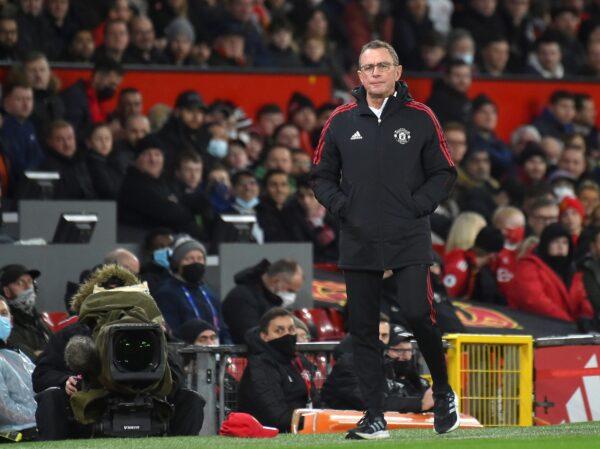Manchester United's manager Ralf Rangnick reacts during the English Premier League soccer match between Manchester United and Burnley at Old Trafford in Manchester, England, on Dec. 30, 2021. (Rui Vieira/AP Photo)