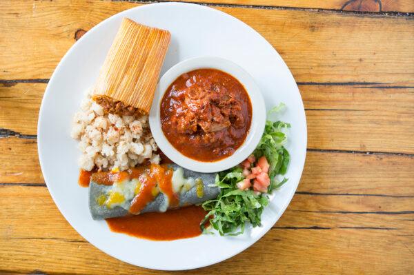 The menu focuses on traditional New Mexico dishes, such as red and green chile, carne adovada, and blue corn enchiladas. (Chris Corrie Photography)