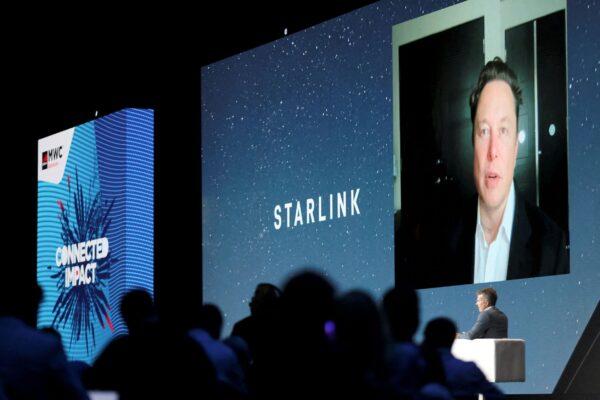 SpaceX founder and Tesla CEO Elon Musk speaks on a screen during the Mobile World Congress (MWC) in Barcelona, Spain, on June 29, 2021. (Nacho Doce/Reuters)