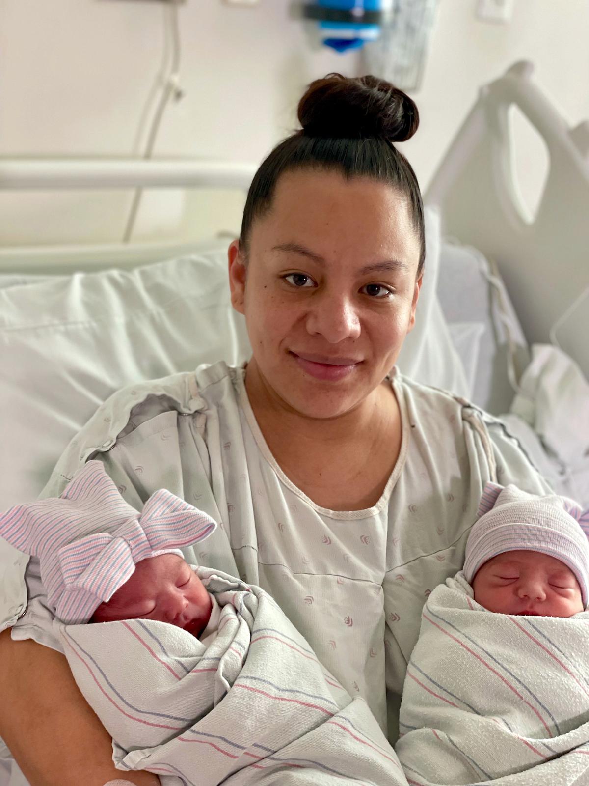 Fatima Madrigal with her twin babies, Aylin and Alfredo. (Courtesy of <a href="https://www.natividad.com/">Natividad Medical Center</a>)